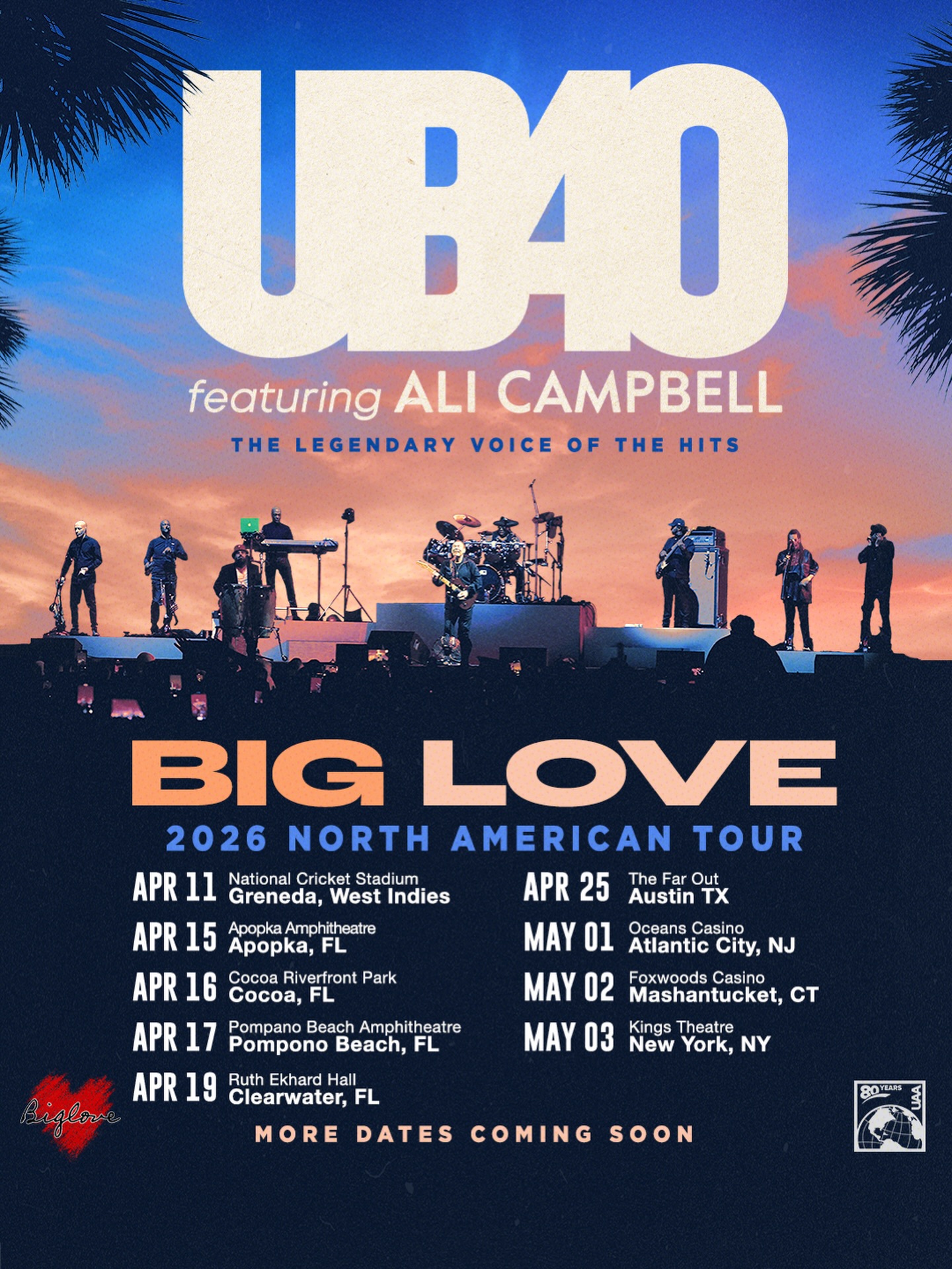 UB40 featuring Ali Campbell Big Love World Tour Poster 2026